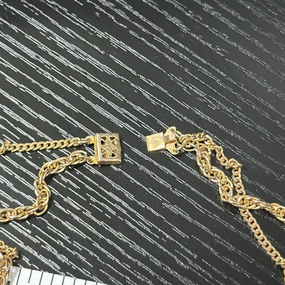 Vintage Pauline Amber Glass Cabochon Multi Chain Pendant Necklace - Picture 6 of 10